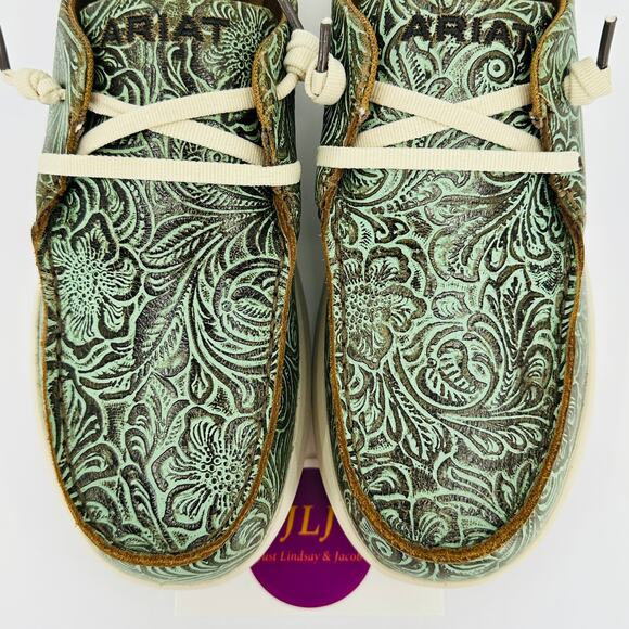 Ariat Women's Hilo Vintage Turquoise Embossed Leather Slip On Shoes Size 7.5 - Picture 4 of 11